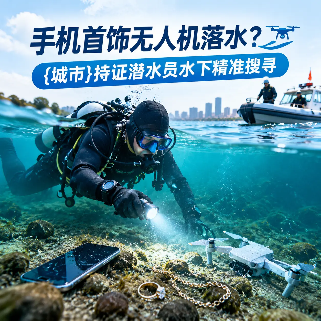 手机首饰无人机落水？邹城持证潜水员水下精准搜寻